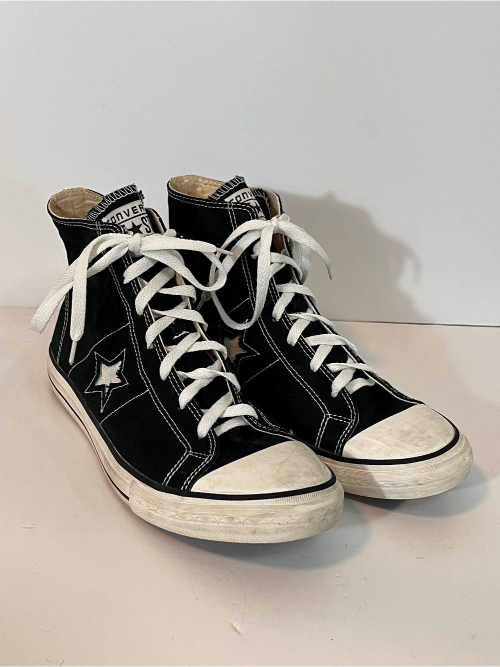 Converse One Star High Top Sneakers Mens 9.5 Black White Classic Canvas Shoe
